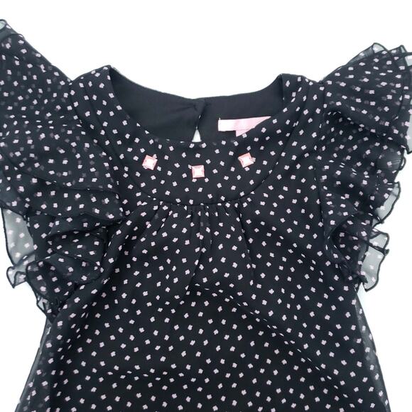 Hype Girls Polkadot Flutter Sleeve Paisley Summer Dress SZ 7 Black, Pink, White - Picture 2 of 5